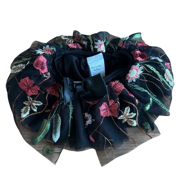 Elly & Emmy Black Colorful Embroidered Floral Skirt Boho Baby Girl 0-12M - Picture 1 of 3